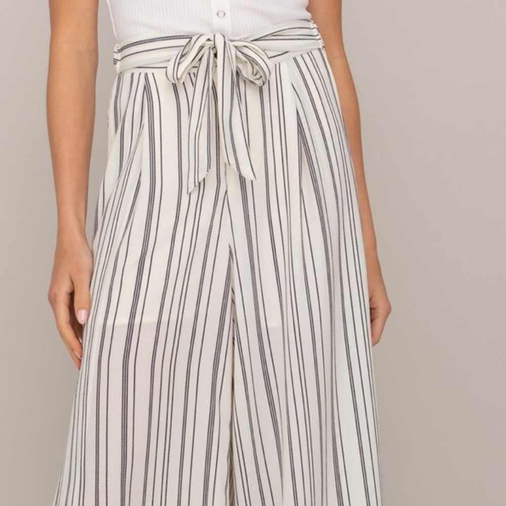 Miss Me Wide Leg Pants Striped Slit Leg Tie NWT